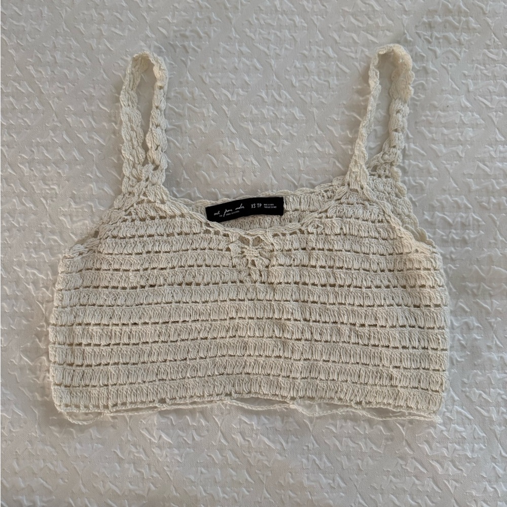 Out from Under Cream Crochet Crop Top